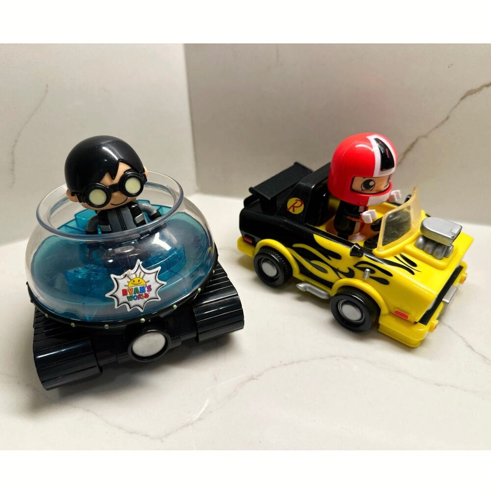 Set of 4 Ryan’s World Pull Back Vehicles Race Rod and Underwater Scuba with Ryan